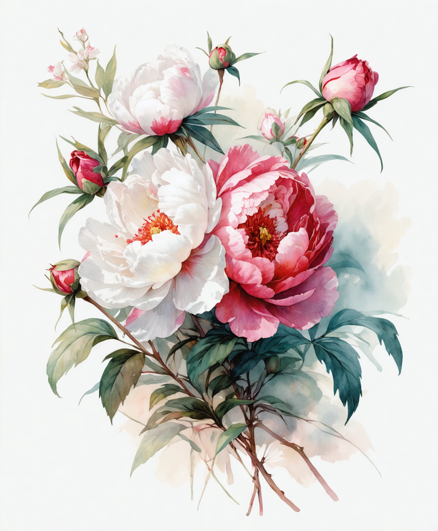 Peony Watercolor Wall Art